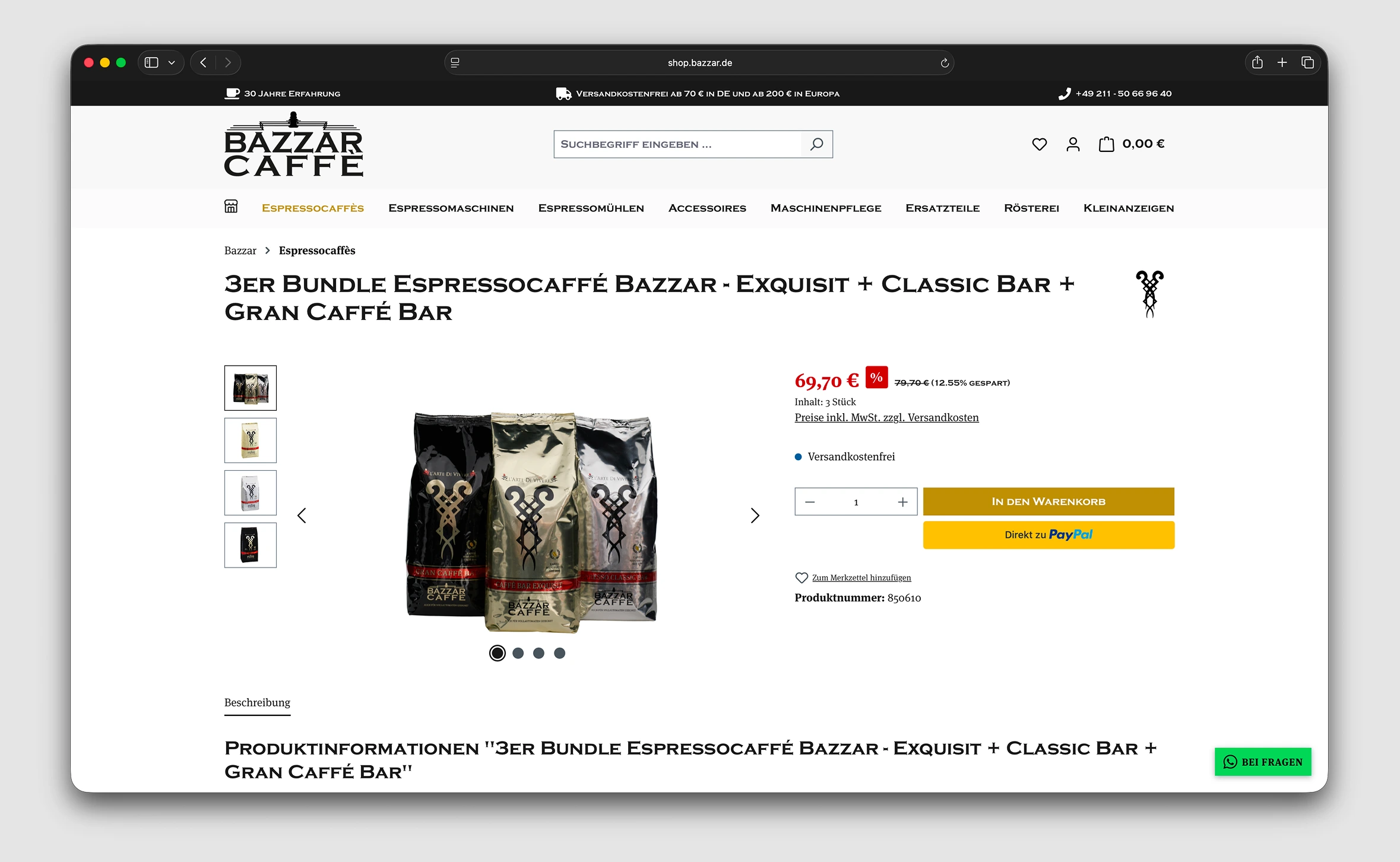 Bazzar – Warenkorb