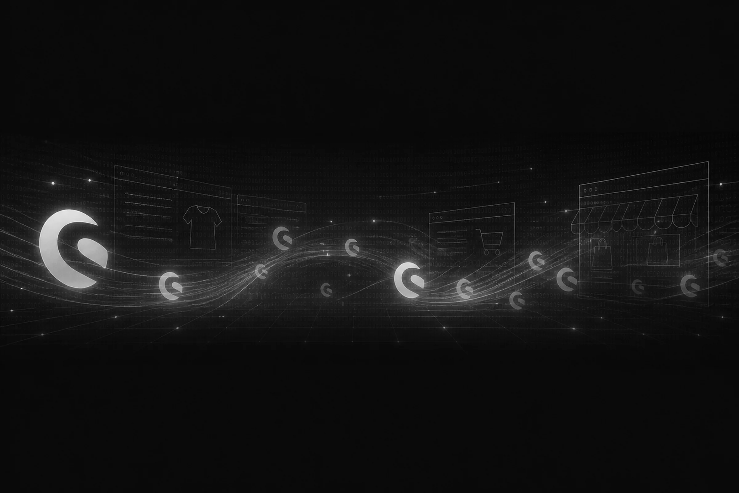 Shopware-Motive in monochromer digitaler Atmosphäre