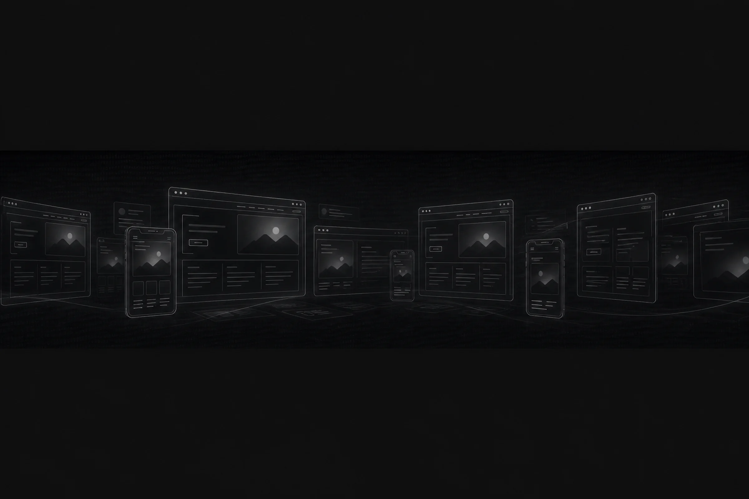 Abstrakte Website-Wireframes in digitaler Atmosphäre
