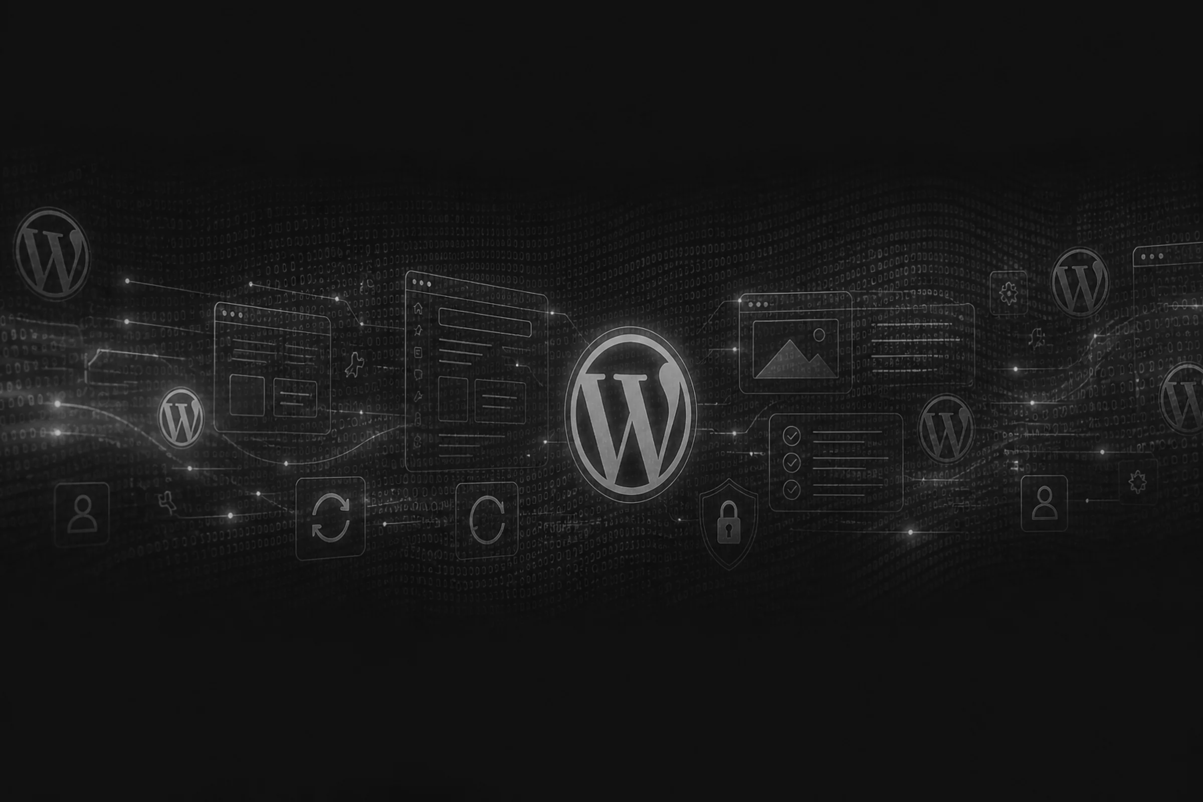 WordPress-Motive in monochromer Binär-Atmosphäre